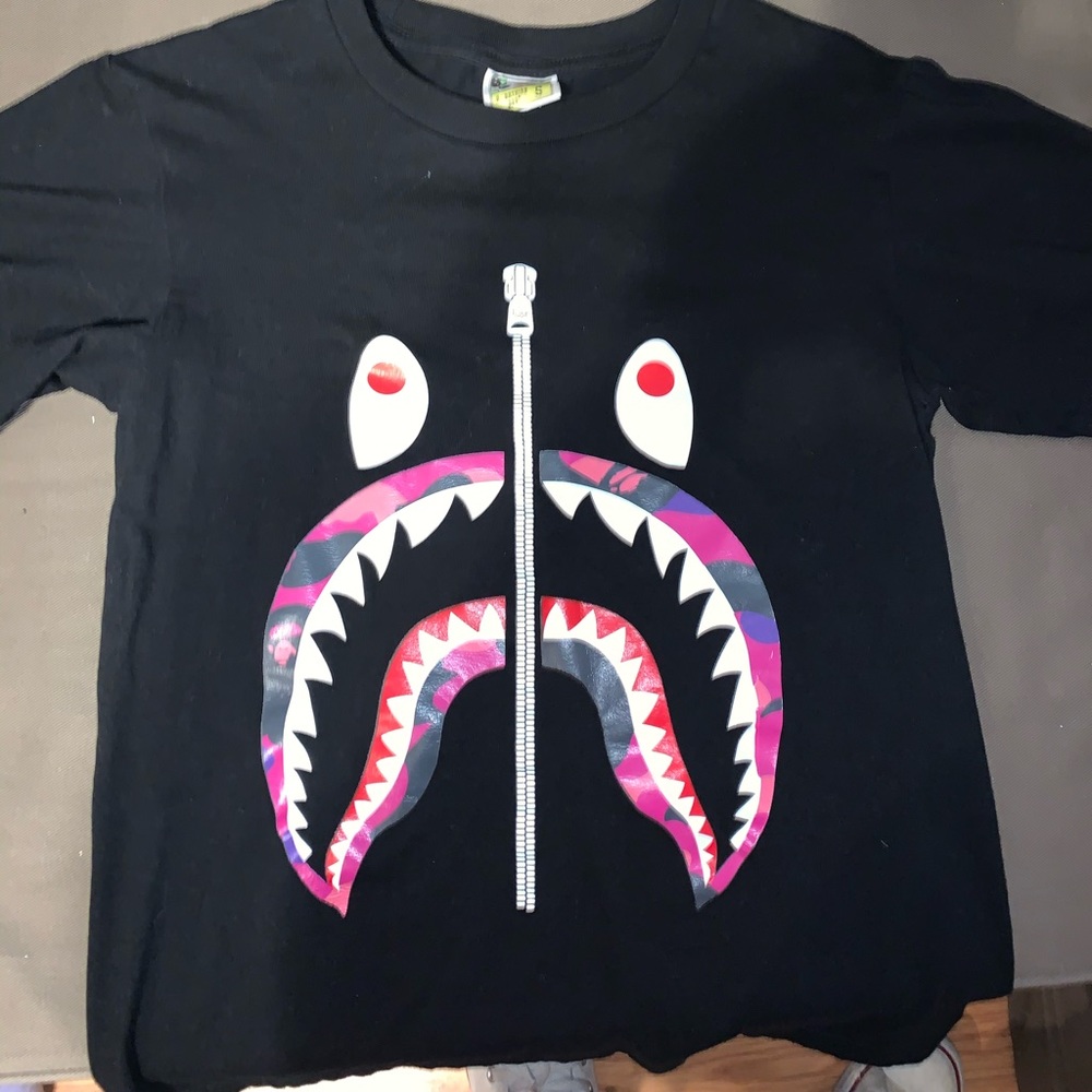 BAPE ABC Gold Zip Shark Tee Pink/Orange